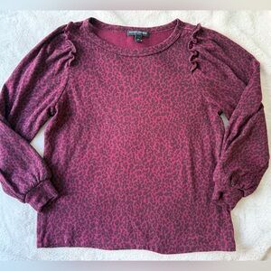 {NOT FOR SALE} Banana Republic Leopard Long Sleeve Blouse Top Burgundy Size SP